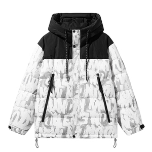 2024冬季宽松反光90%标羽绒服男连帽拼接高品质潮情侣YR27P325图片