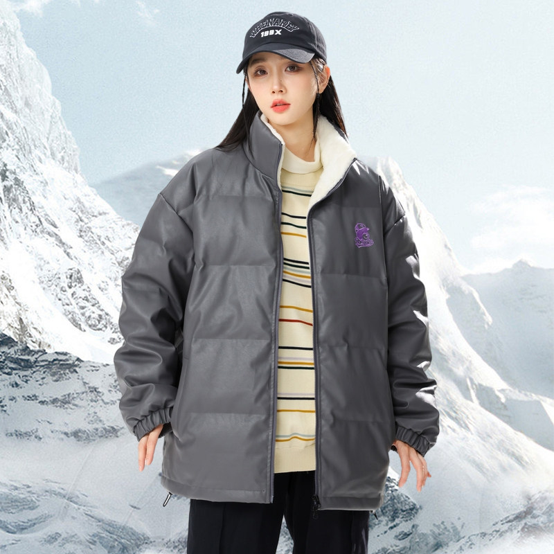 2024冬加绒90%标羽绒服女皮衣宽松美式休闲潮情侣大码YR75P298，女装羽绒服，电商A222A