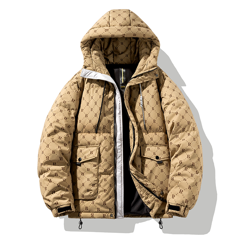 90%标羽绒服男连帽日系高品质2024冬季宽松潮情侣大码YR22P298，男装羽绒服，电商A222A