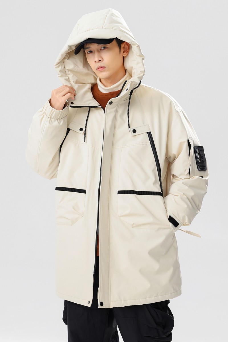 90%标羽绒服男连帽中长款冲锋衣2024冬美式休闲潮宽松YR79P325,男装羽绒服,电商A222A