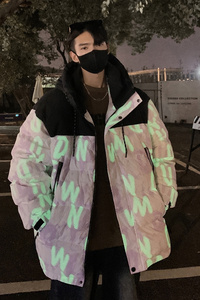 高品质90%标羽绒服男连帽拼接2024冬季新宽松情侣大码YR52P325图片