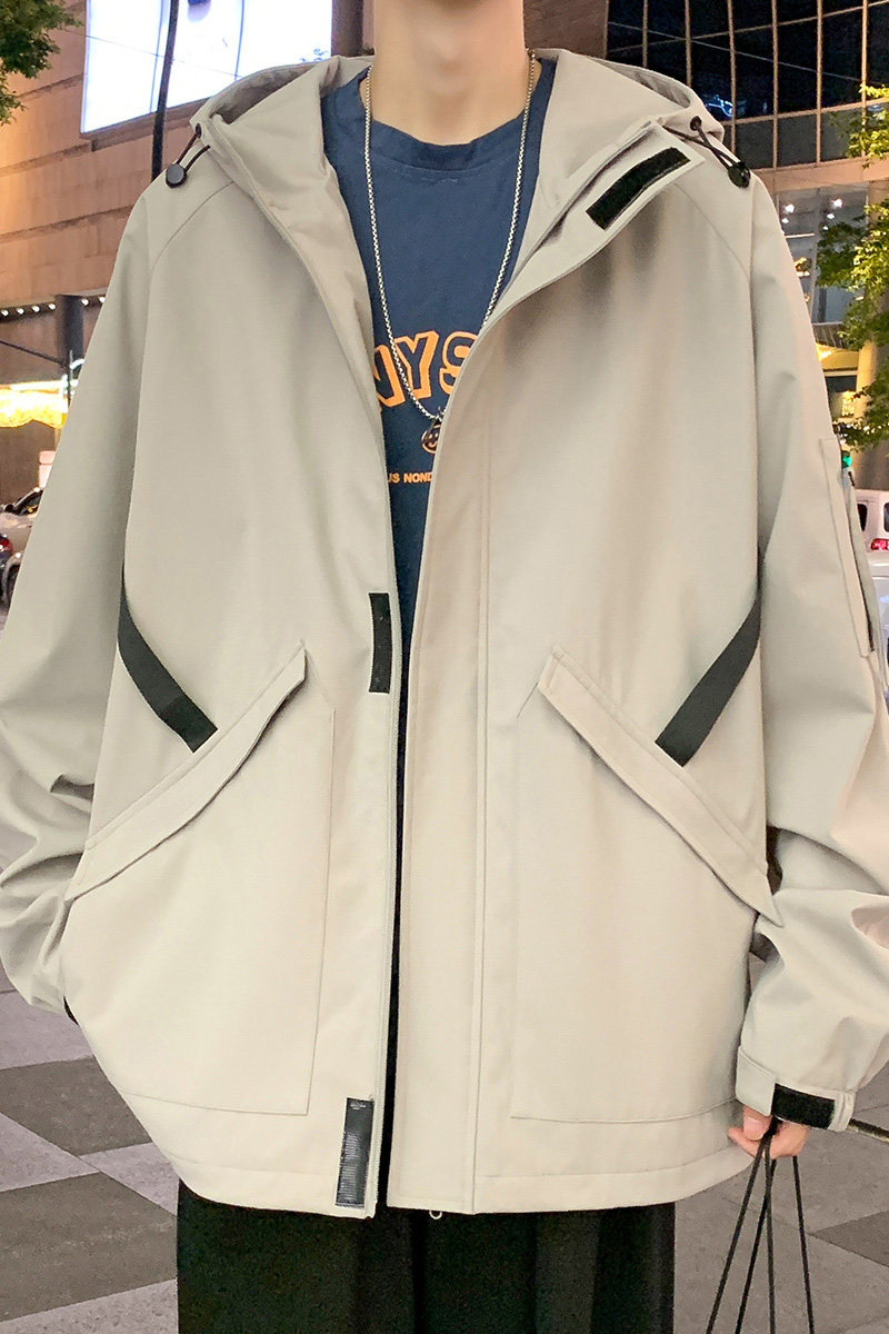 ins港风2024秋冬新工装宽松潮连帽夹克男冲锋衣外套大码G8805P88,男装夹克,电商A222A