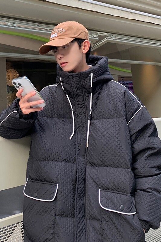90%标白鸭绒2024冬休闲潮流宽松连帽羽绒服男大码YR03P298,男装羽绒服,电商A222A