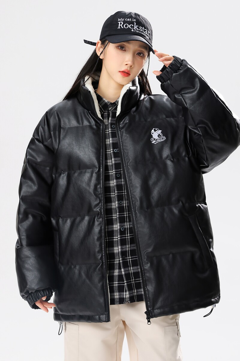 美式高街2024冬90%标羽绒服女皮衣宽松潮钢印情侣大码YR75P298,女装羽绒服,电商A222A
