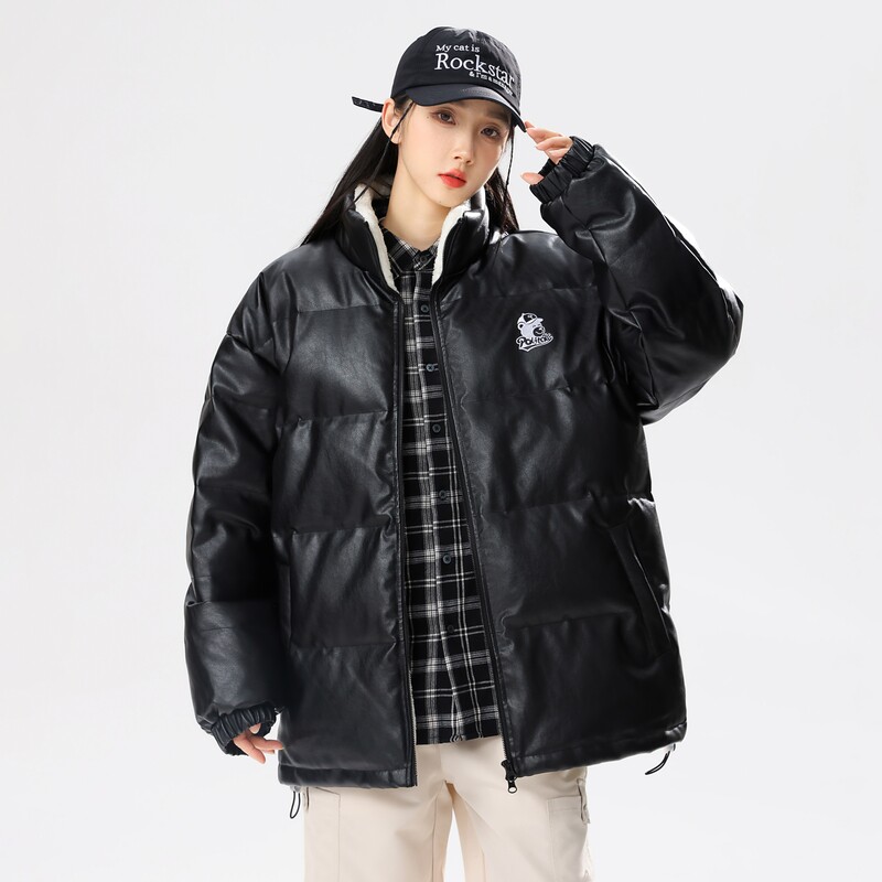 美式高街2024冬90%标羽绒服女皮衣宽松潮钢印情侣大码YR75P298，女装羽绒服，电商A222A