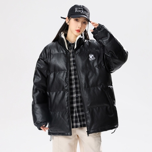美式高街2024冬90%标羽绒服女皮衣宽松潮钢印情侣大码YR75P298图片