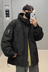 2024秋冬新90%标羽绒服男连帽潮流宽松冲锋衣情侣大码YR37P298图片