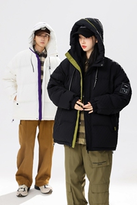 潮流高街高品90%标羽绒服男连帽2024冬新宽松情侣大码YR56P298图片