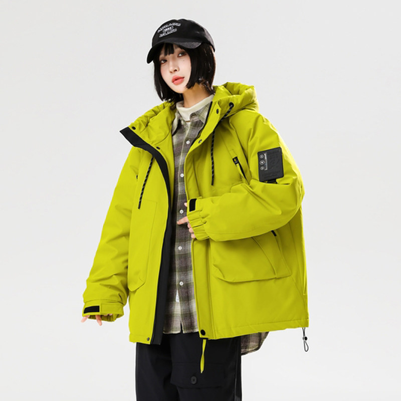2024冬90%标羽绒服女连帽宽松美式高街冲锋衣情侣大码YR70P298，女装羽绒服，电商A222A