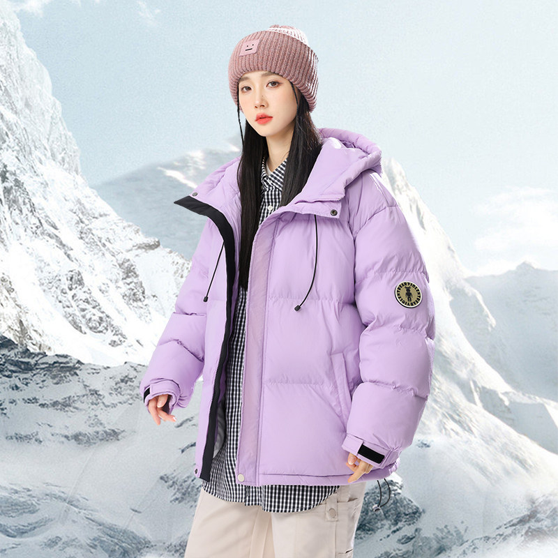 美式高街2024冬宽松90%标羽绒服女连帽潮情侣大码YR68P298，女装羽绒服，电商A222A