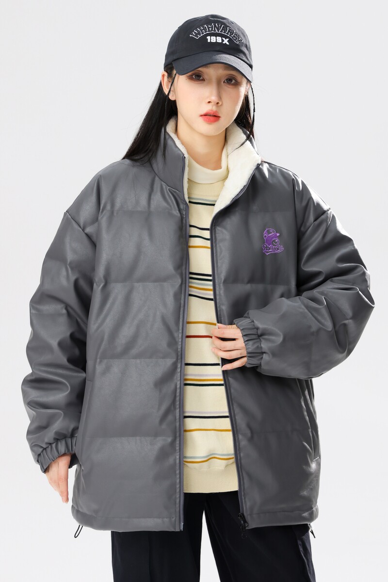 加绒90%标羽绒服女皮衣美式高街2024冬宽松潮情侣大码YR75P298,女装羽绒服,电商A222A