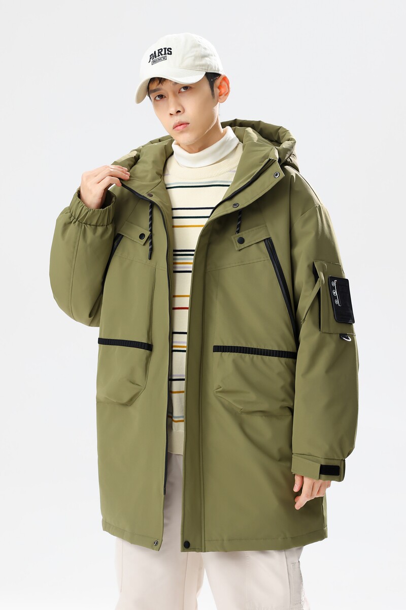 美式高街90%标羽绒服男连帽中长款2024冬宽松情侣大码YR79P325,男装羽绒服,电商A222A