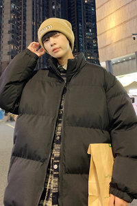 ins港风2024冬季新宽松纯色潮流棉衣男棉服情侣大码Y352P60特图片