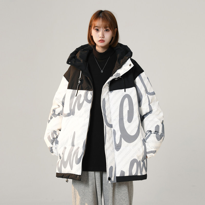 中性2024冬季宽松90%标羽绒服女连帽大码拼接潮流YR09P298,女装羽绒服,电商A222A
