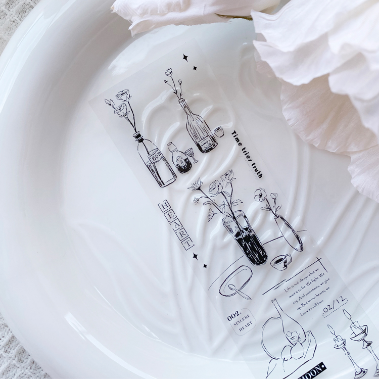 Vol.9＜瓶中集＞AyuH原创手账胶带灵感黑白线条韩式轻复百搭素材