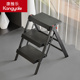 康雅乐多功能折叠梯小型可携式 三步梯子加厚铝合金室内黑色伸缩楼