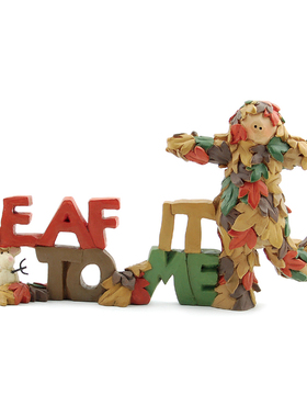 可爱树叶稻草人圣诞装饰桌面摆件手工创意礼品工艺品书房创意美式