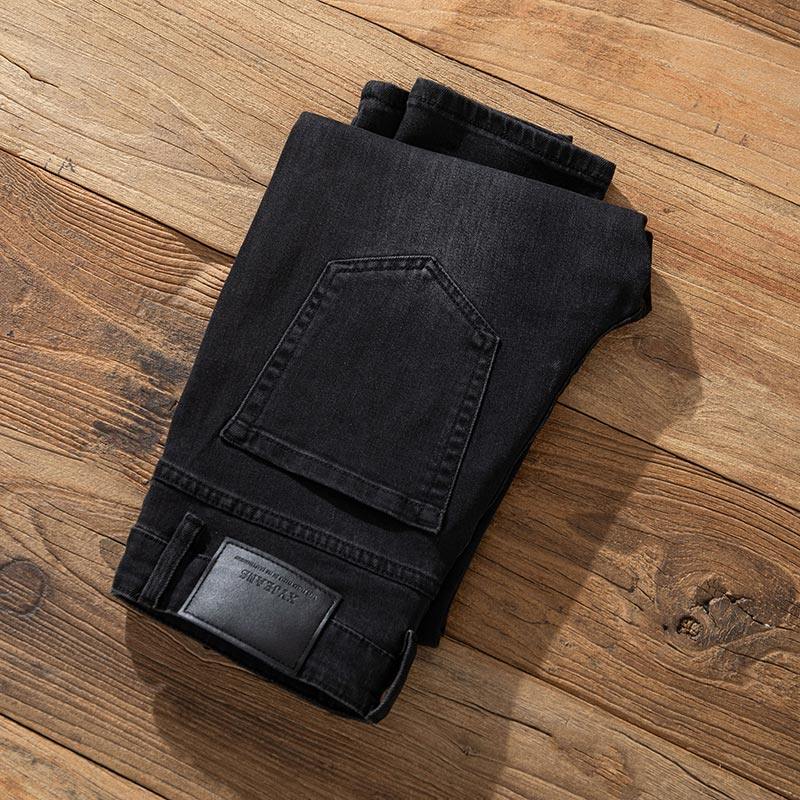 2026年春季爆款黑灰色牛仔裤男修身小脚弹力潮流百搭男士休闲长裤