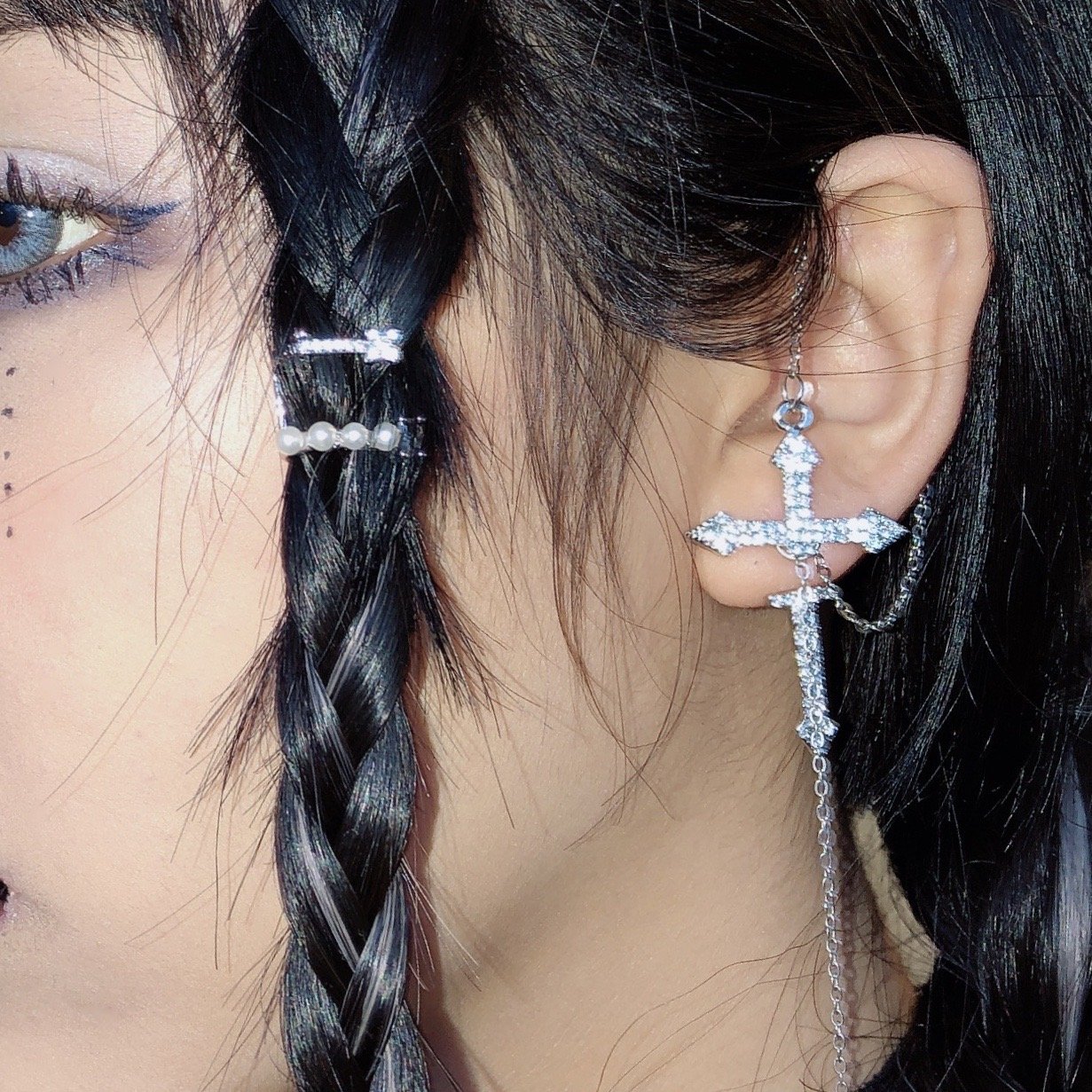 微镶十字架五金女孩丝丝同款耳针