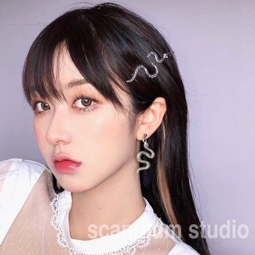 scandium蛇形耳环耳夹原宿风暗黑
