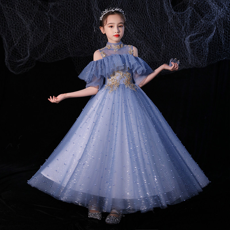 儿童晚礼服女童公主裙蓬蓬纱高端小孩花童婚纱走秀洋气钢琴演出服