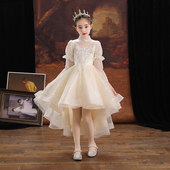 儿童晚礼服女童公主裙女孩花童婚礼生日长袖 主持人钢琴演出服高端