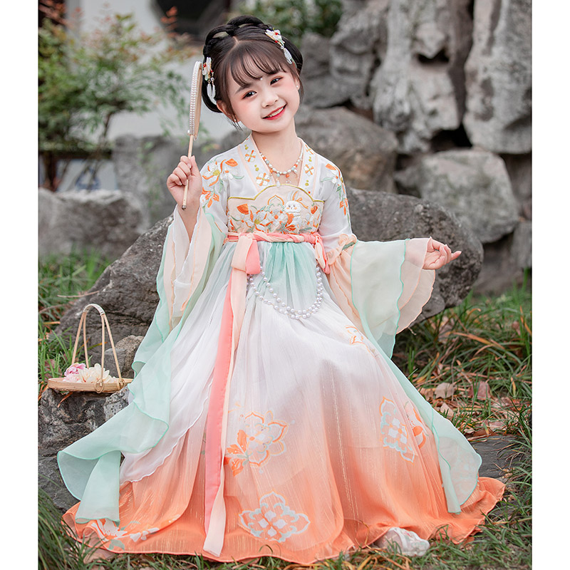 歌宴尔薄款夏季女童超仙汉服刺绣