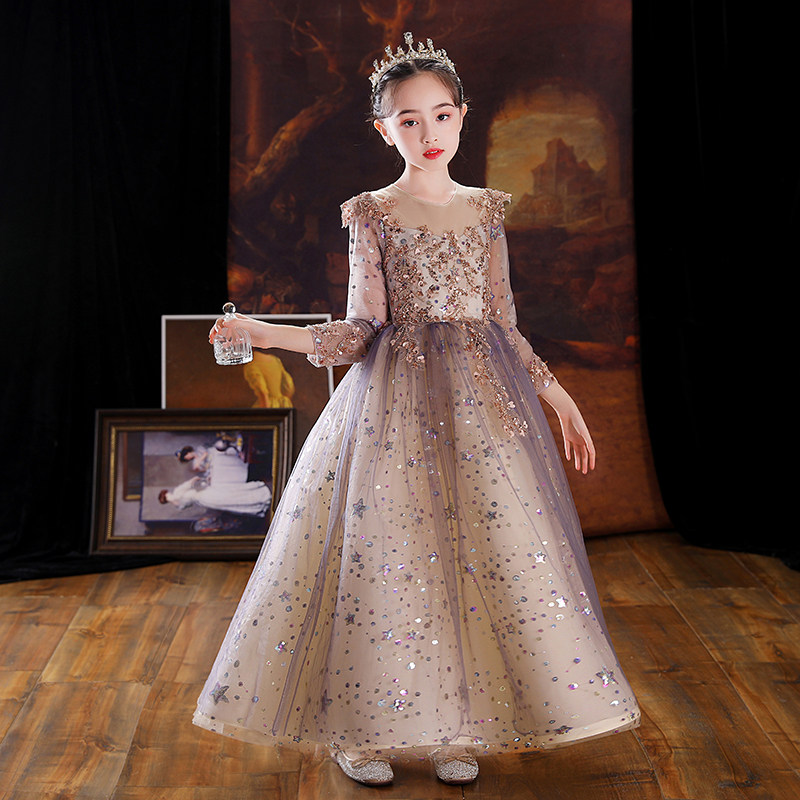 儿童晚礼服女童婚纱宝宝周岁生日公主裙小孩高端精致主持人秋冬季