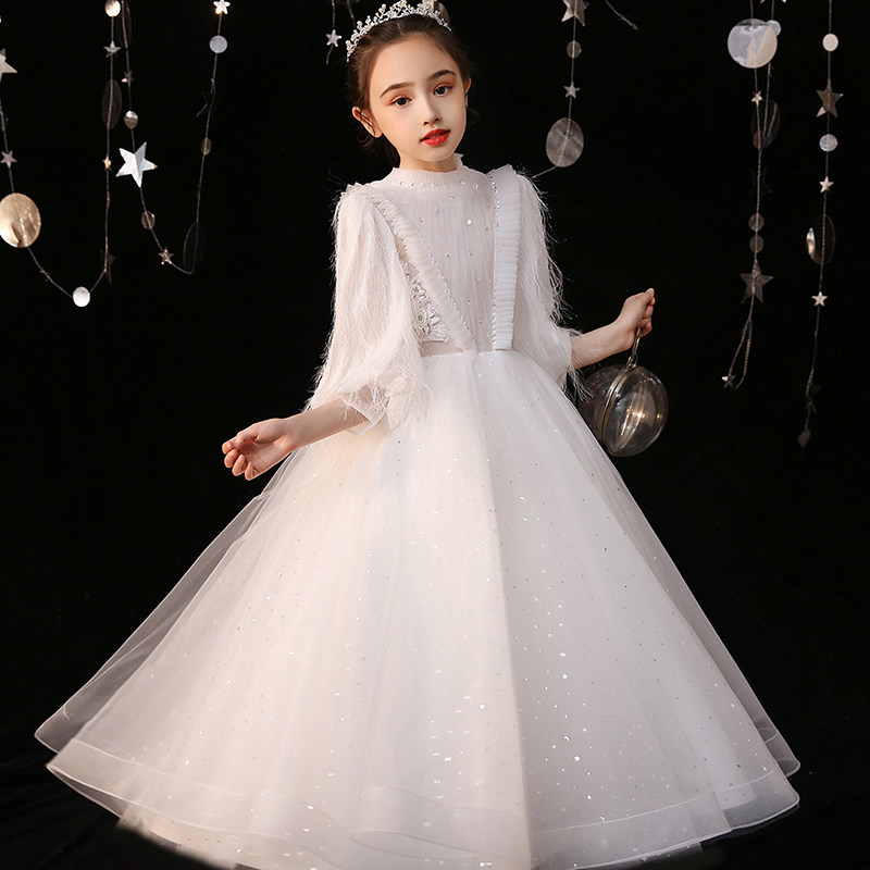 儿童礼服公主裙女童蓬蓬小孩花童婚纱少儿模特走秀钢琴演出服高端