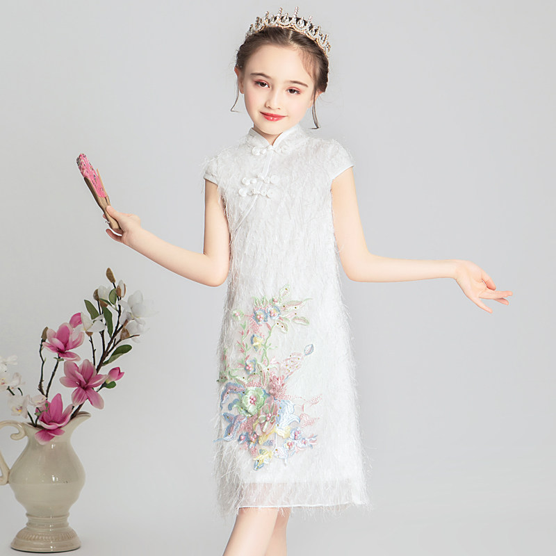女童小孩旗袍裙宝宝改良唐装中国风儿童走秀中大童演出服洋气夏季