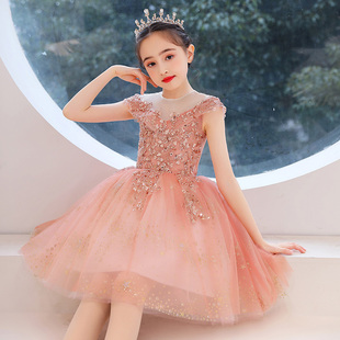 女童晚礼服儿童公主裙小孩花童婚纱宝宝生日主持人钢琴演出服秋冬