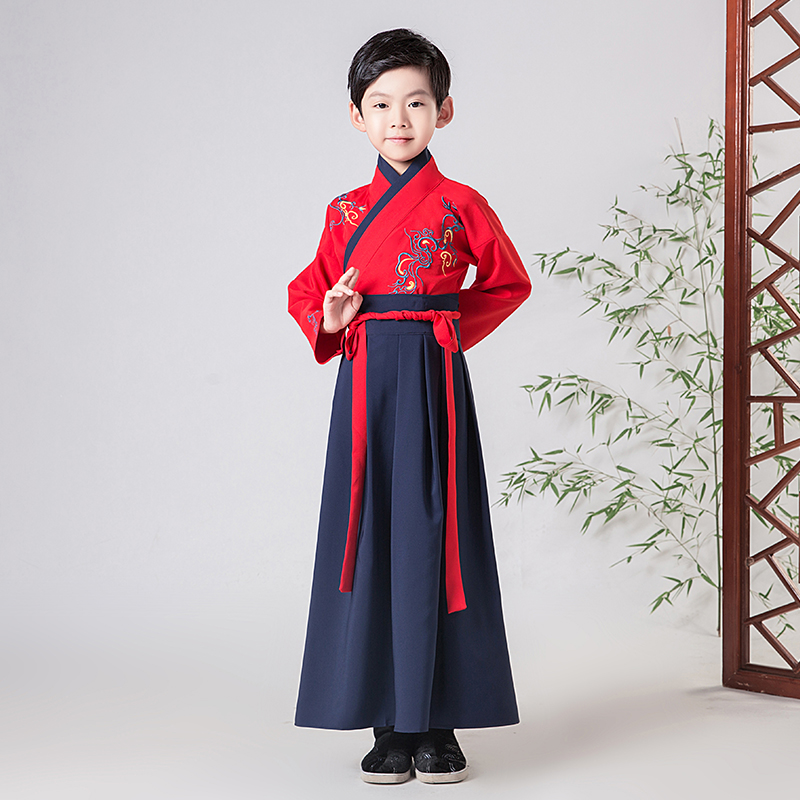 男童汉服古风中国风儿童古装唐装演出服小男孩少爷国学服套装秋季