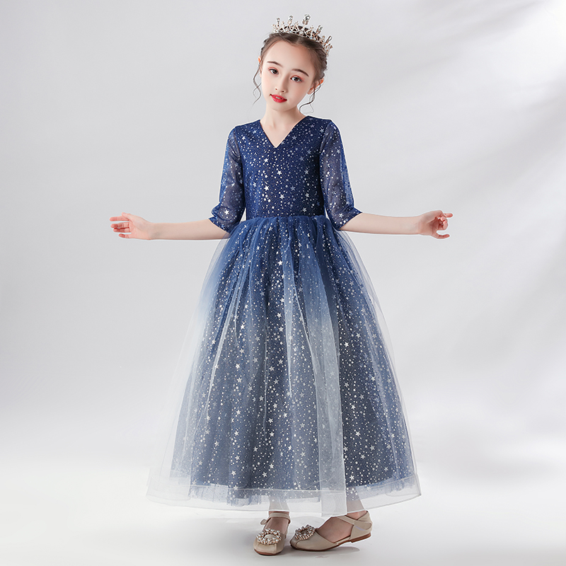 女童走秀晚礼服洋气蓬蓬纱儿童高端钢琴演出服小孩走秀婚纱公主裙