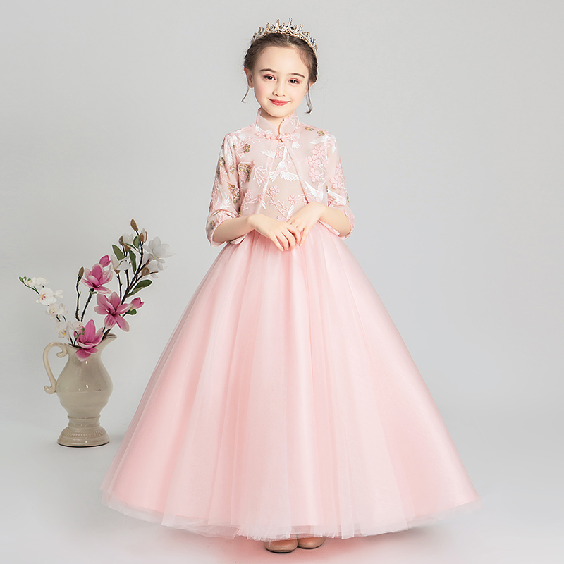 儿童唐装女童旗袍改良蓬蓬裙花童