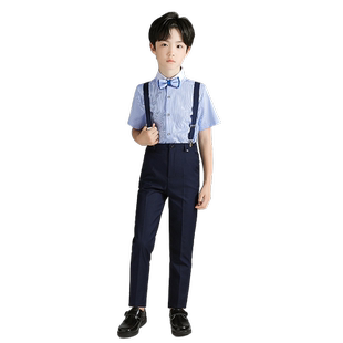 儿童礼服小花童主持人男童钢琴演出服装背带裤毕业合唱表演套装夏