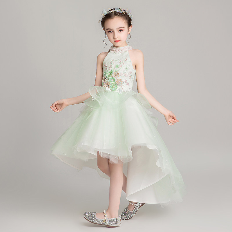 女童晚礼服儿童公主裙蓬蓬纱小孩花童婚纱学生走秀钢琴演出服洋气