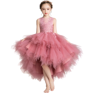 女童公主裙儿童晚礼服蓬蓬纱小孩花童婚纱高端模特走秀歌唱表演服