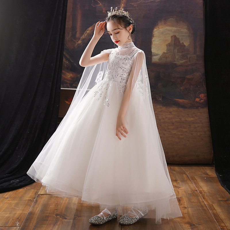 女童晚礼服花童公主裙蓬蓬儿童婚纱小孩走秀主持人钢琴演出服洋气