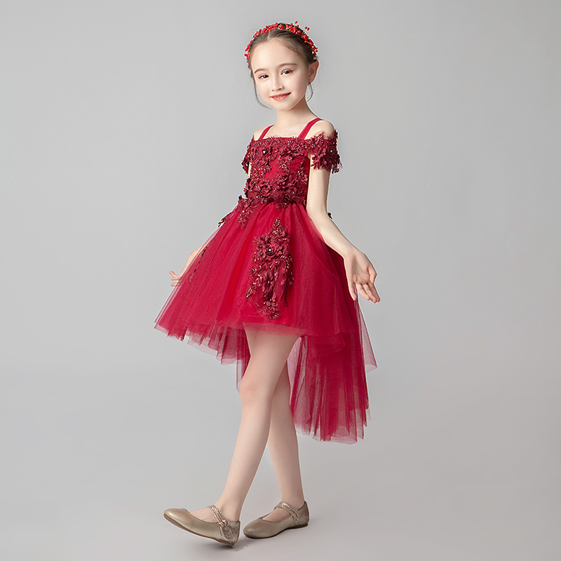 女童晚礼服裙公主小模特走秀拖尾