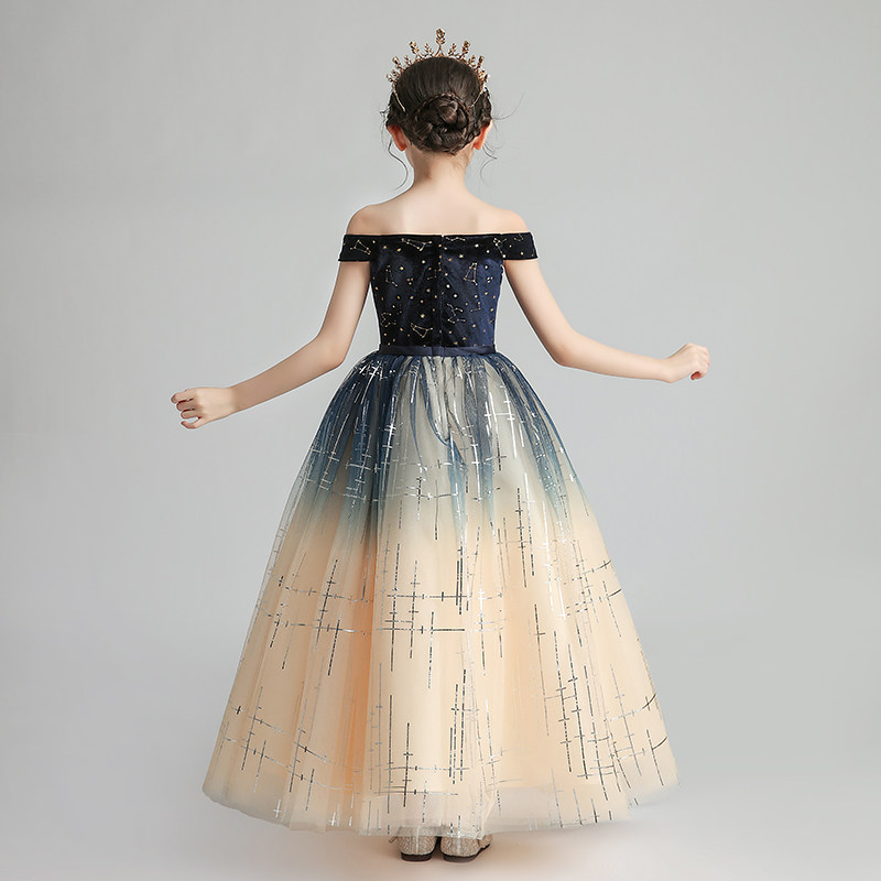 儿童晚礼服公主裙小孩花童蓬蓬婚纱女童模特走秀生日演出服装高端