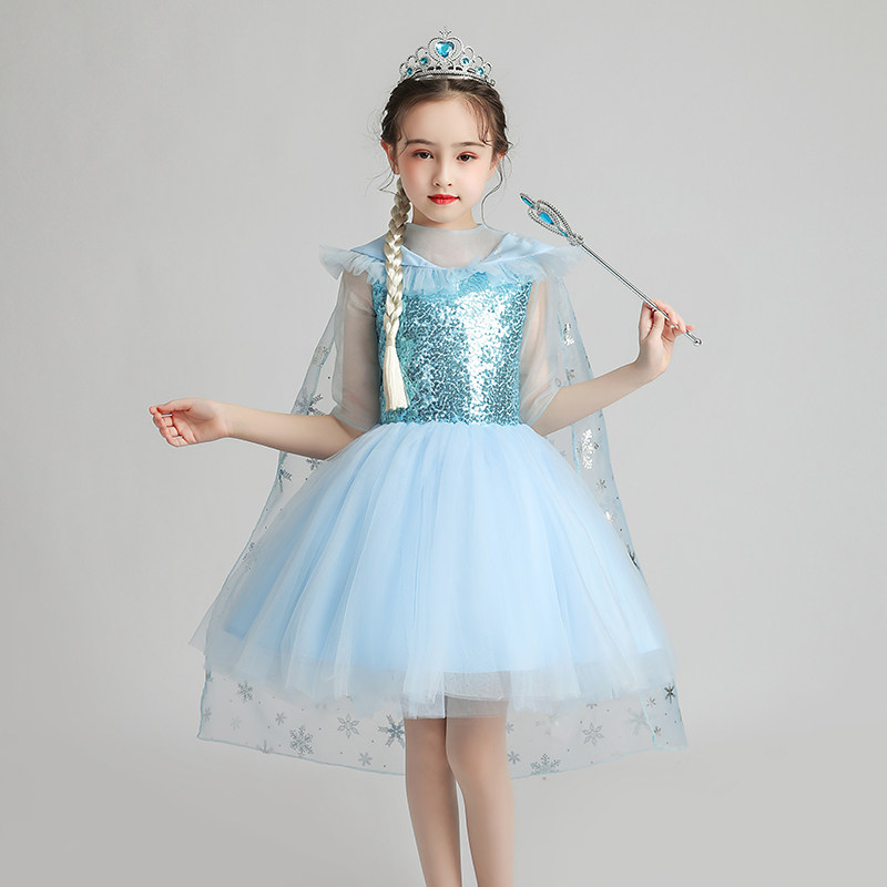 冰雪奇缘2爱莎礼服女童艾莎公主裙蓬蓬纱六一儿童节小孩演出服夏