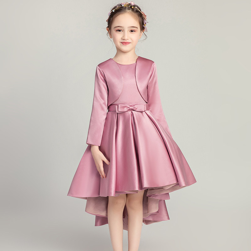 儿童公主裙女童晚礼服长袖小女孩花童主持人钢琴演出服结婚洋气秋