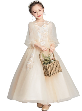 晚礼服高端结婚小孩蓬蓬长袖
