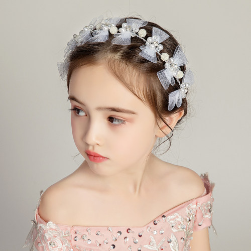 蝴蝶结白色花冠儿童礼服演出发箍