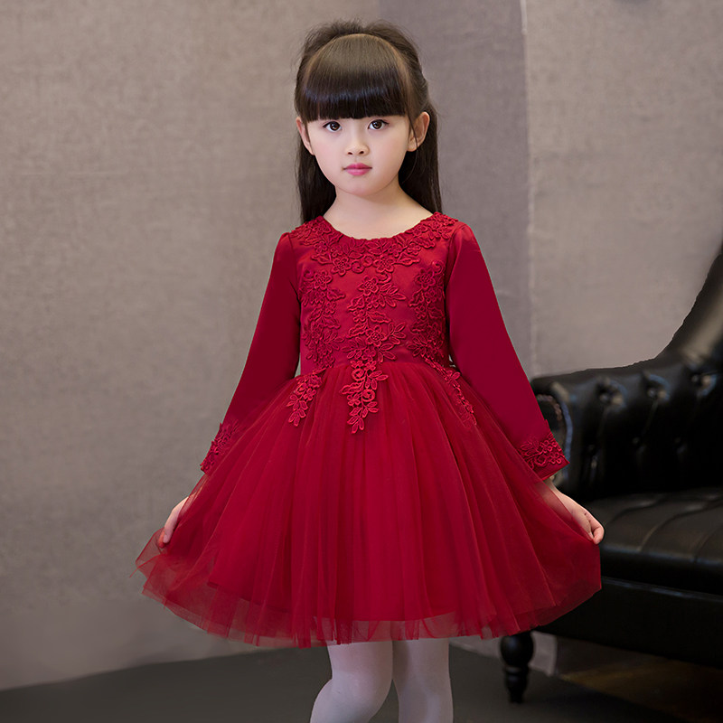 女童公主裙儿童礼服长袖酒红色花童生日钢琴演出服摄影蓬蓬裙轻奢,童装/婴儿装/亲子装,儿童礼服,淘宝优惠券,粉丝福利购,淘宝优惠卷