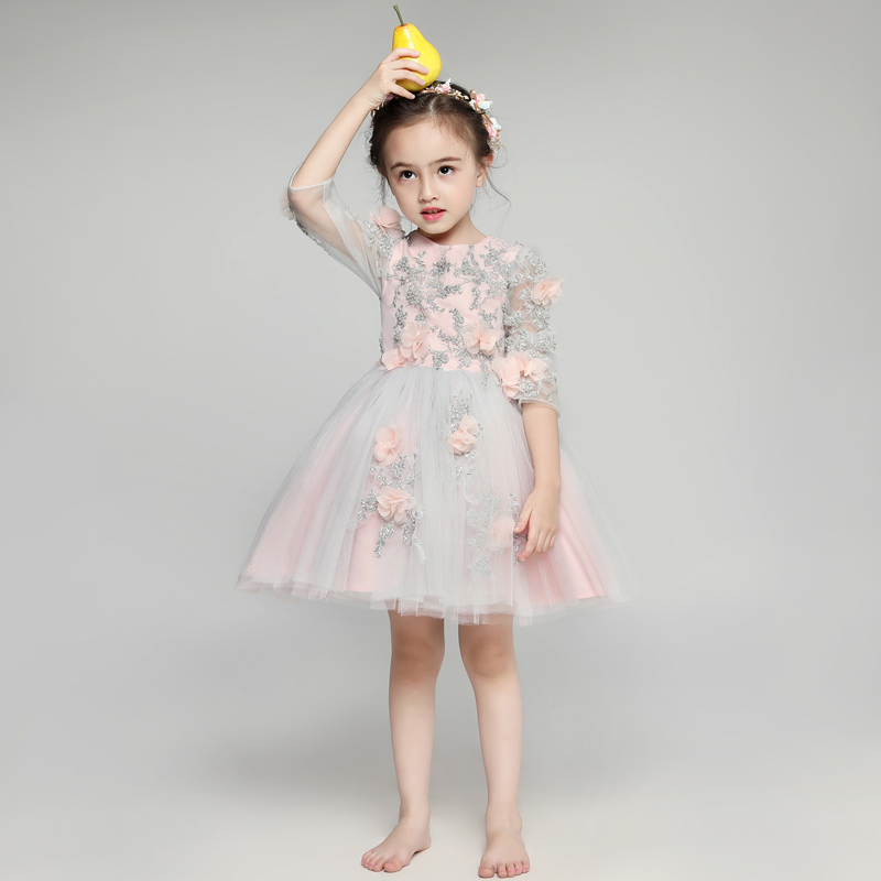 长袖蓬蓬婚纱裙主持人花童礼服