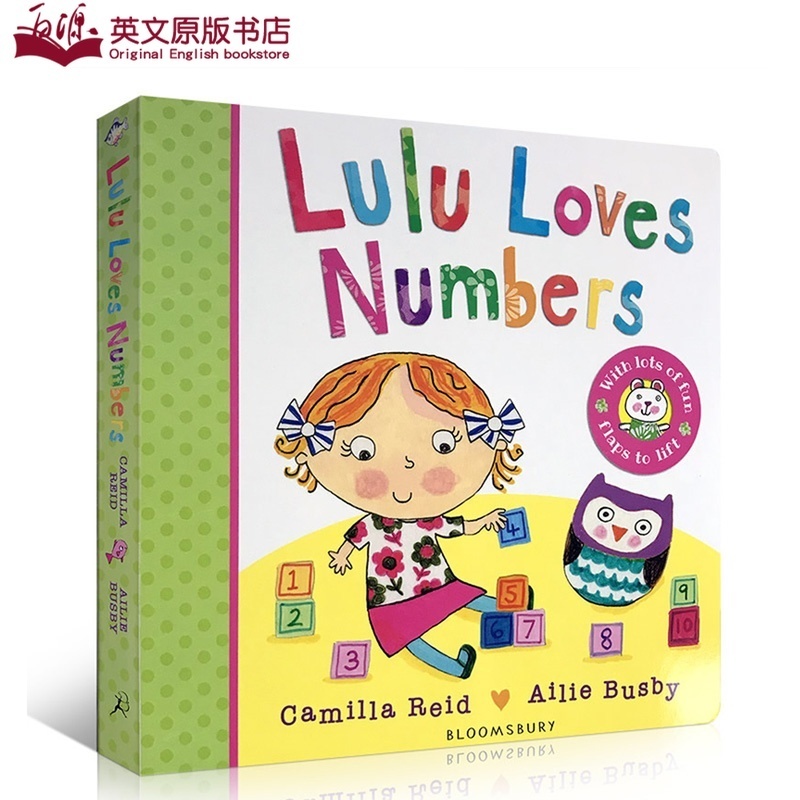 英文原版Lulu Loves Numbers幼儿故事绘本3-6岁露露系列纸板书翻翻书撕不烂早教书启蒙认知书幼儿数字学习