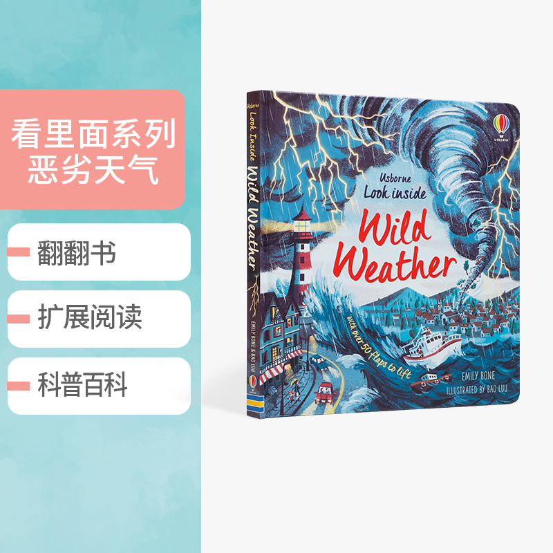 Usborne英文原版Look inside Wild Weather偷偷看里面系列揭秘恶劣天气低幼儿童科普翻翻书早教启蒙认知纸板书尤斯伯恩正版图书