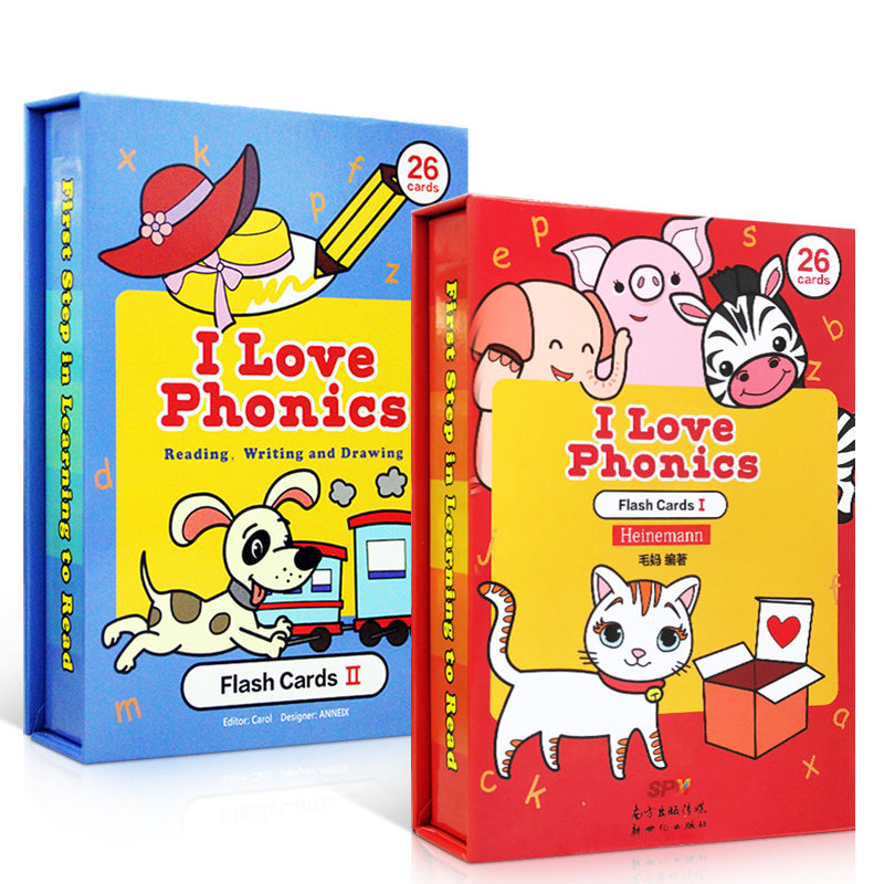 flash cards l1-2盒大开本字单词卡自然拼读法幼儿园英语学习我爱英文