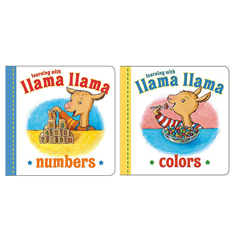 英文原版 Learning with Llama Llama系列羊驼认知系列2本 2-6岁儿童英语启蒙基础概念认知趣味绘本亲子互动共读撕不烂纸板书